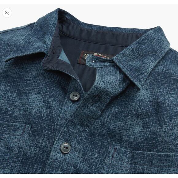 NWT RRL BY RALPH LAUREN Plaid-Print Jersey Popover Workshirt Navy/Blue Medium - Picture 4 of 13